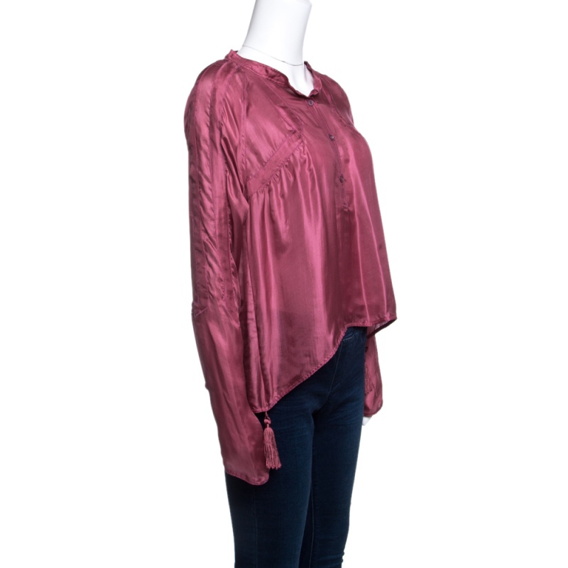 

Gucci Pink Silk Tassel Detail Long Sleeve Blouse