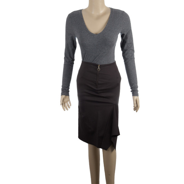 

Gucci Ruffled Pencil Skirt, Brown