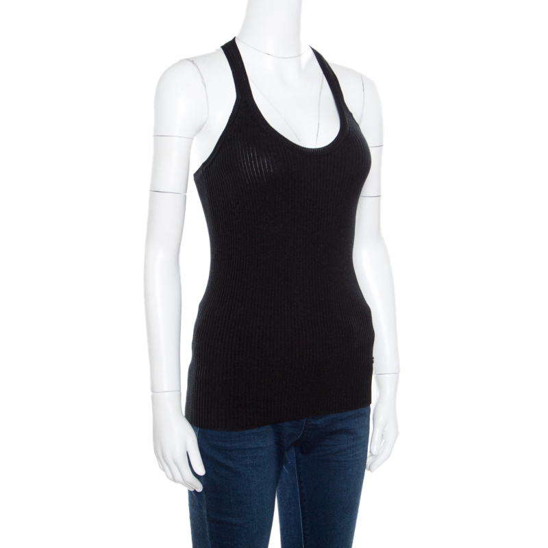 

Gucci Black Lurex Ribbed Knit Tank Top