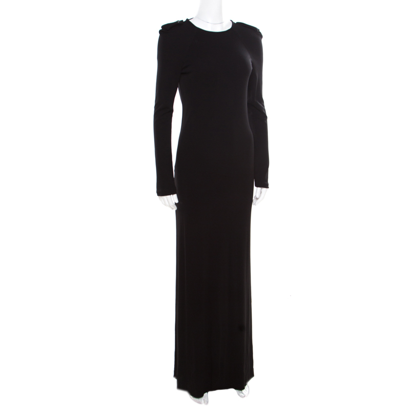 

Gucci Black Knit Scoop Back Detail Long Sleeve Maxi Dress