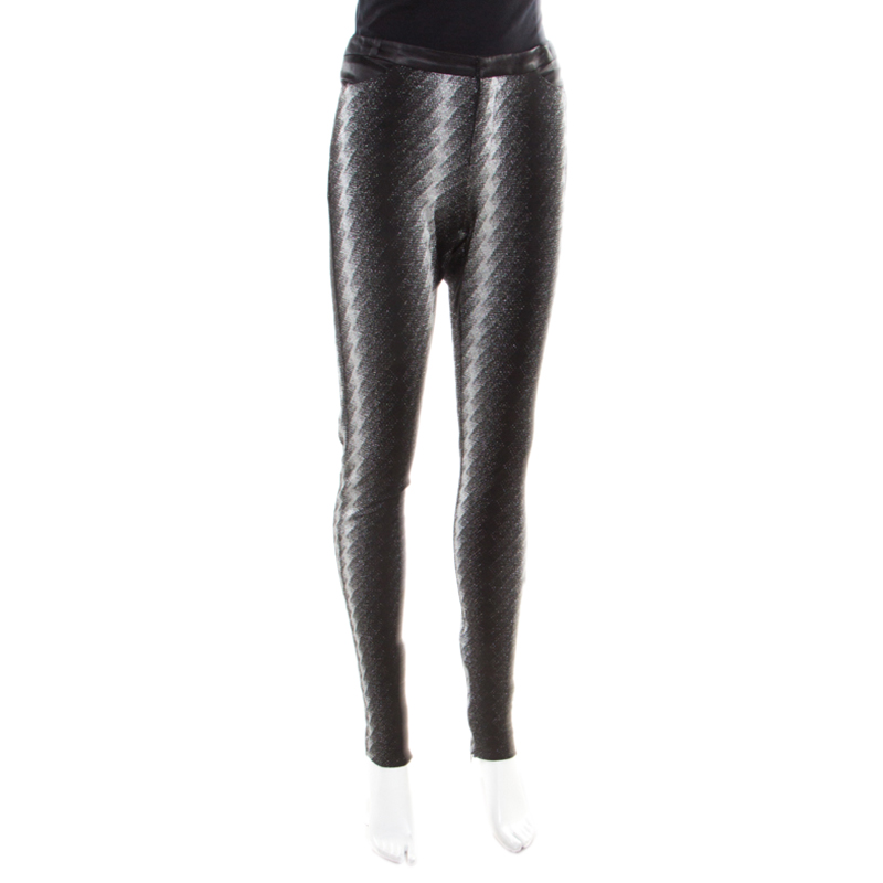 

Gucci Metallic Argyle Patterned Lurex Knit Skinny Pants, Black