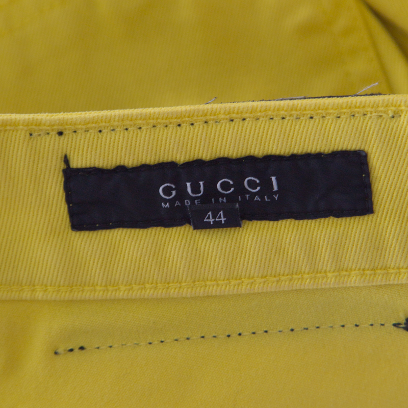 Pre-owned Gucci Yellow Denim Cropped Jeans M