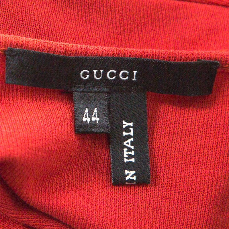 Pre-owned Gucci Rust Red Knit Long Sleeve Top M