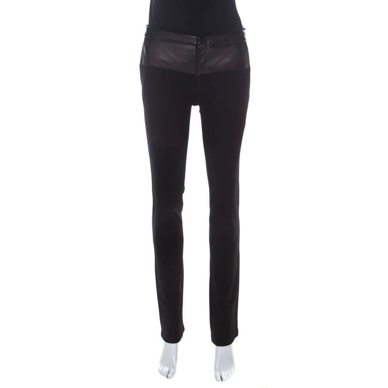 Gucci Black Stretch Leather Waist Trousers S