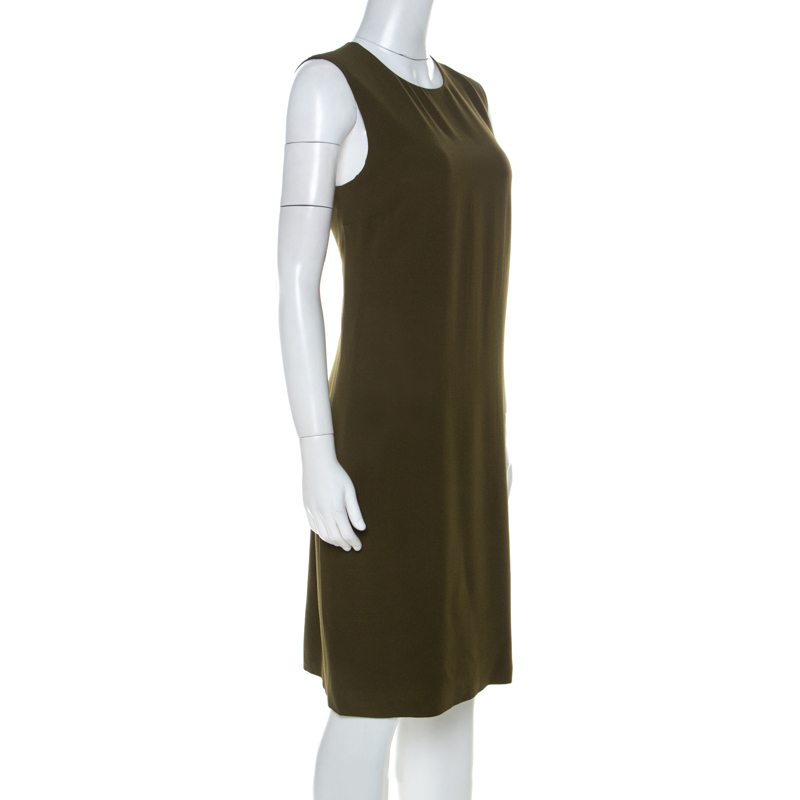 

Gucci Olive Green Crepe Sleeveless Shift Dress