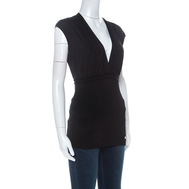 

Gucci Black Knit Short Sleeve V Neck Top