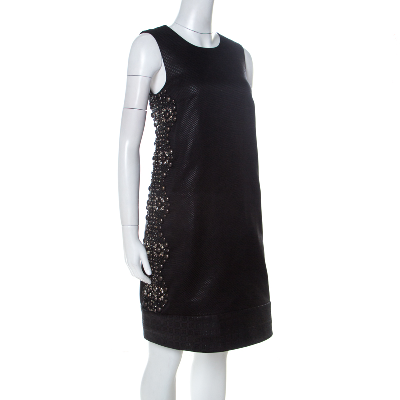 

Gucci Black Cotton Silk Blend Embellished Sleeveless Dress