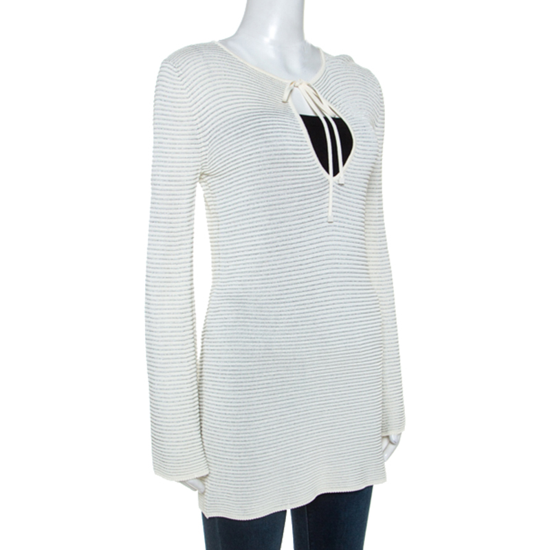 

Gucci Cream Lurex Knit Tunic Top