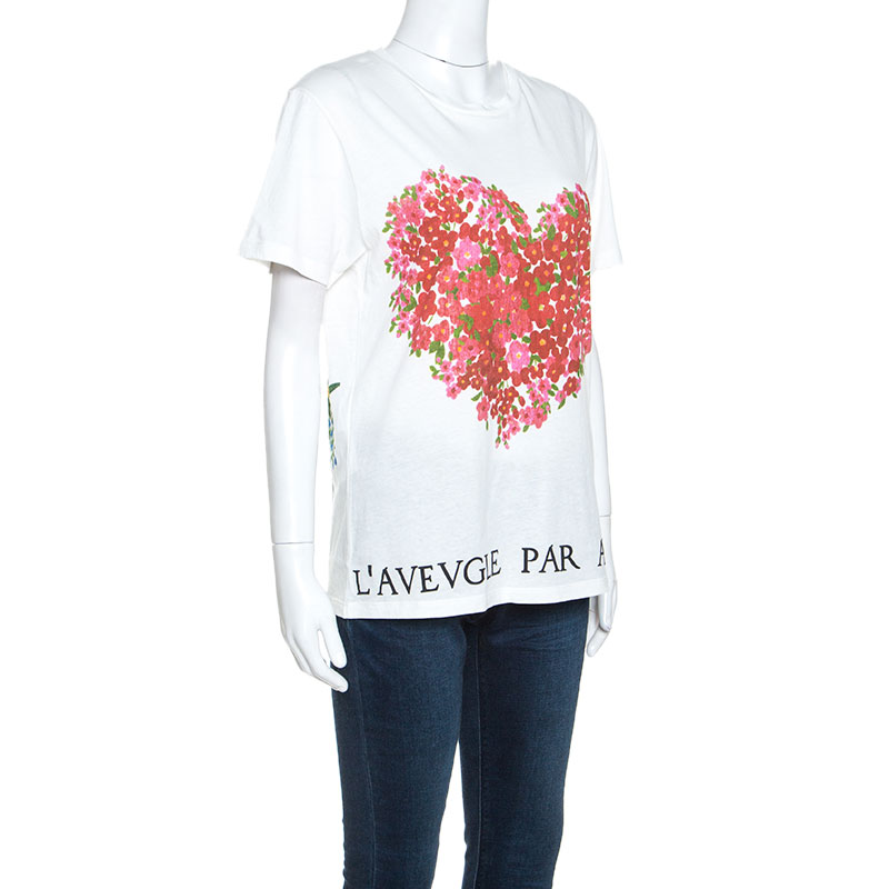 

Gucci White Cotton Floral Corsage Print T-Shirt