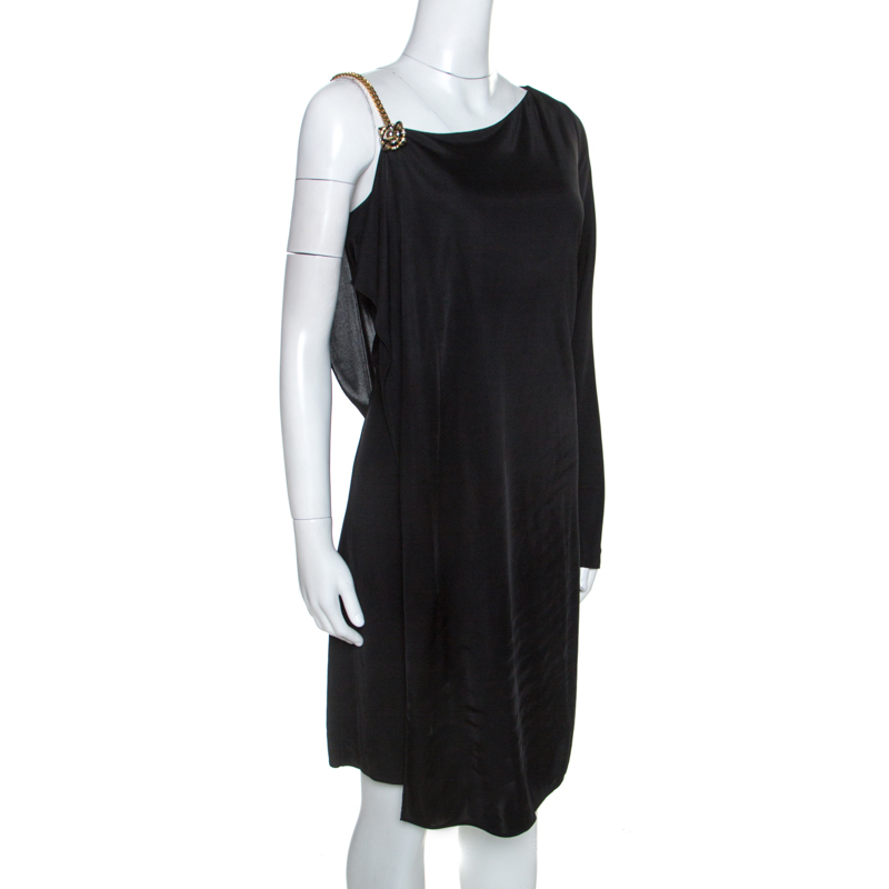 

Gucci Black Knit Chain Detail Asymmetric Short Dress