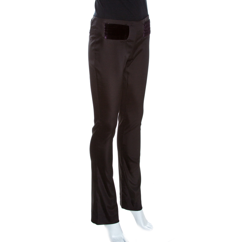 

Gucci Brown Synthetic and Velvet Waist Trim Trousers