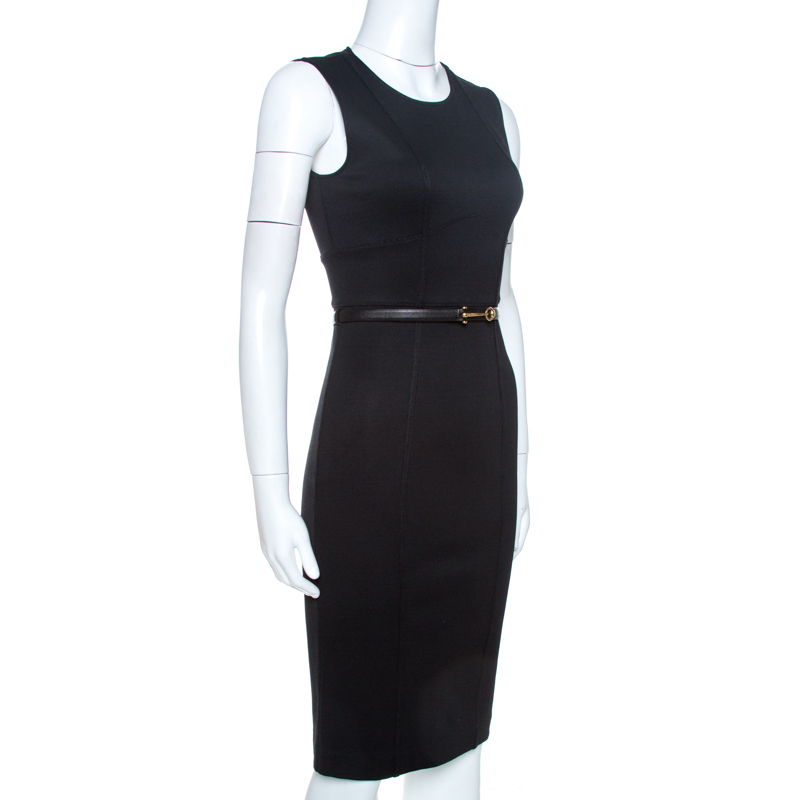 

Gucci Black Knit Belted Sleeveless Sheath Dress