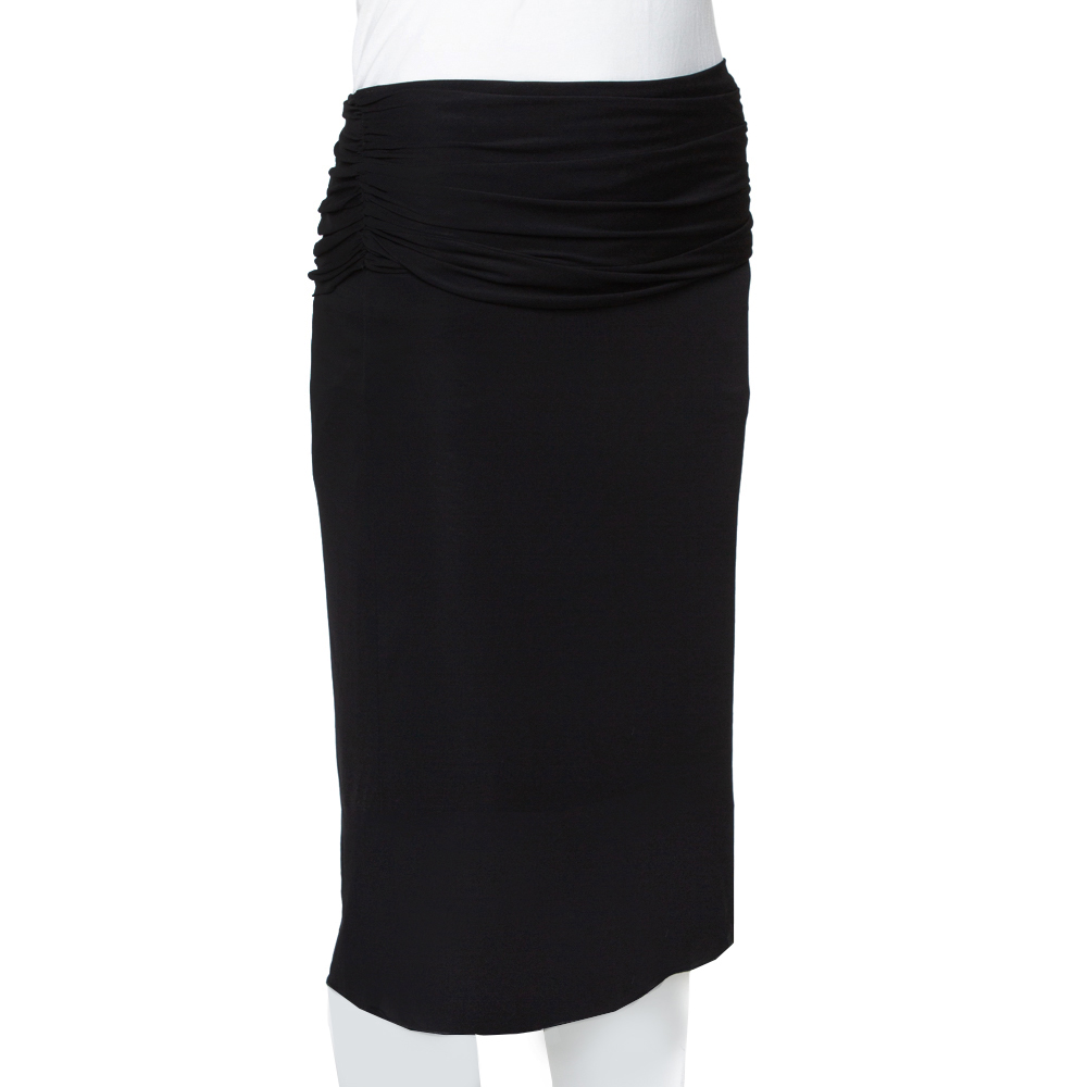 

Gucci Black Jersey Ruched Waist Skirt