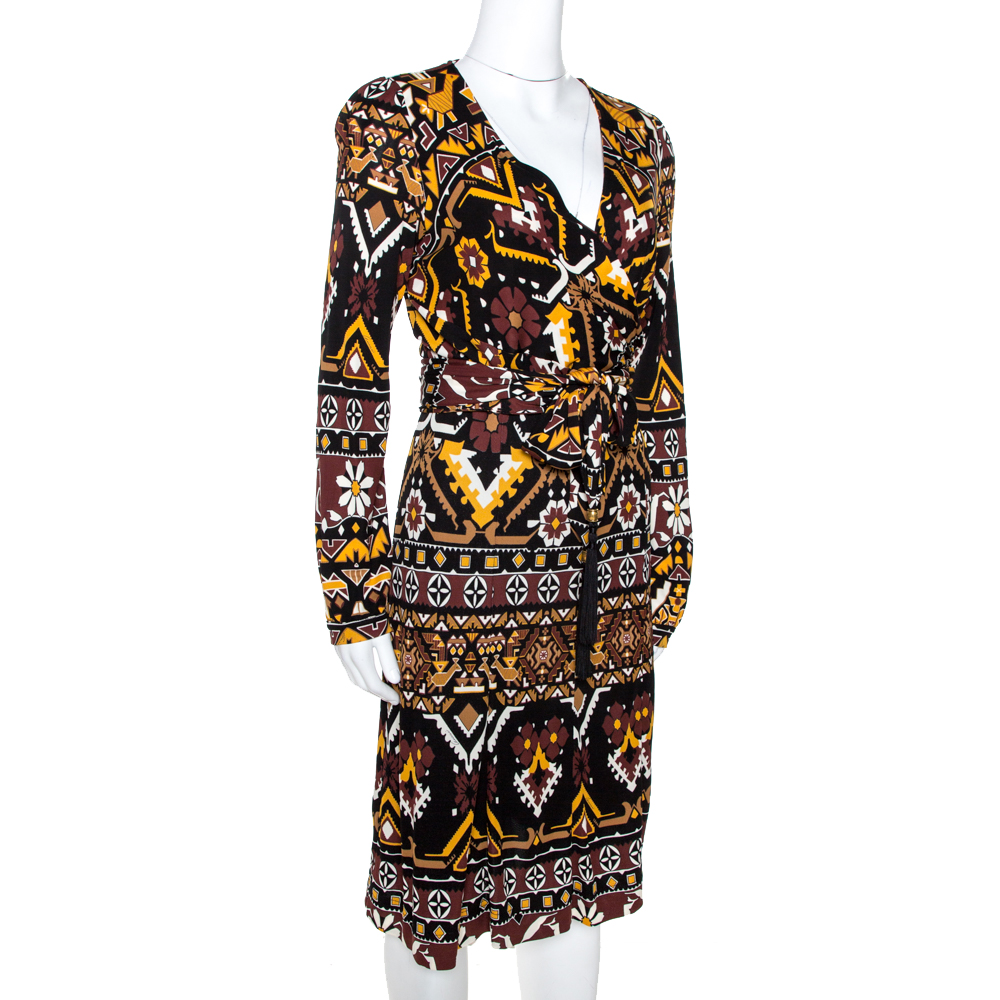 

Gucci Multicolor Geometric Print Jersey Front Tie Detail Dress