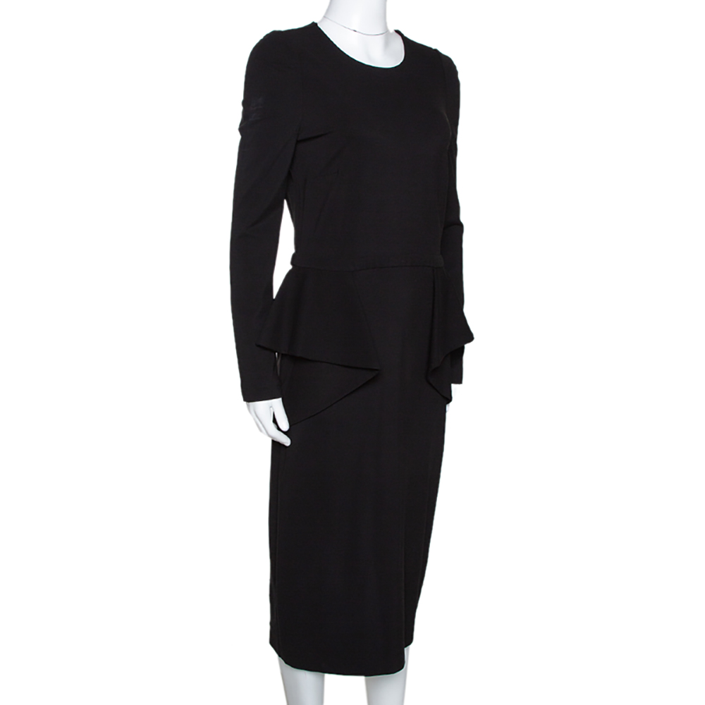 

Gucci Black Stretch Knit Long Sleeve Peplum Dress