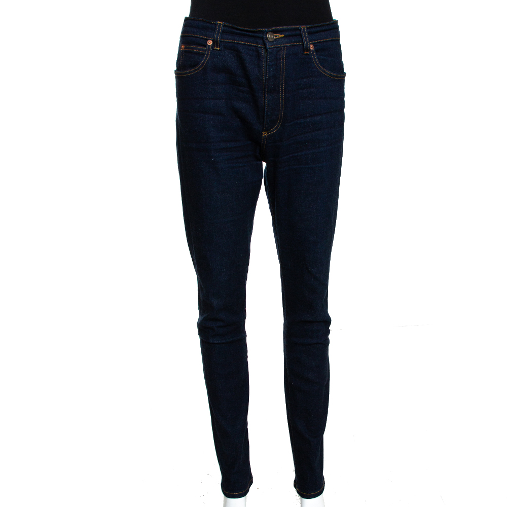 Pre Owned Gucci Indigo Dark Wash Stretch Denim Skinny Jeans M 