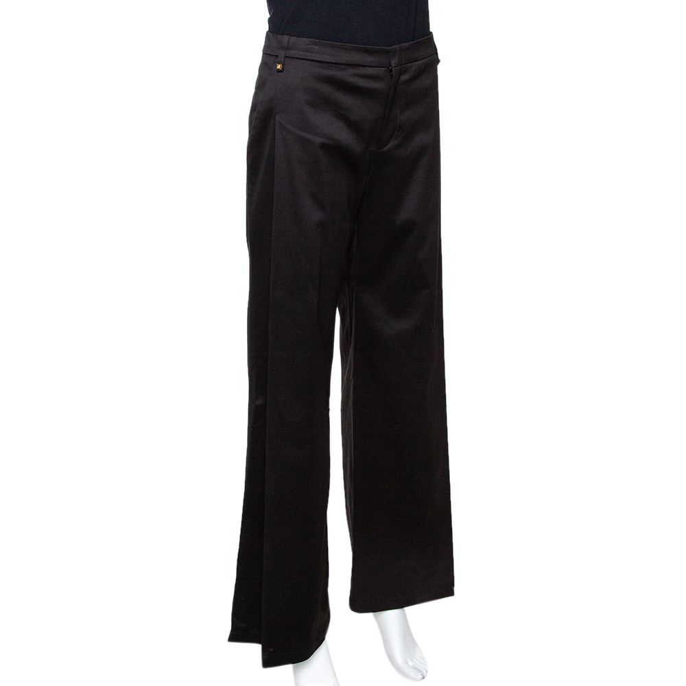

Gucci Black Cotton High Waisted Pleated Front Trousers