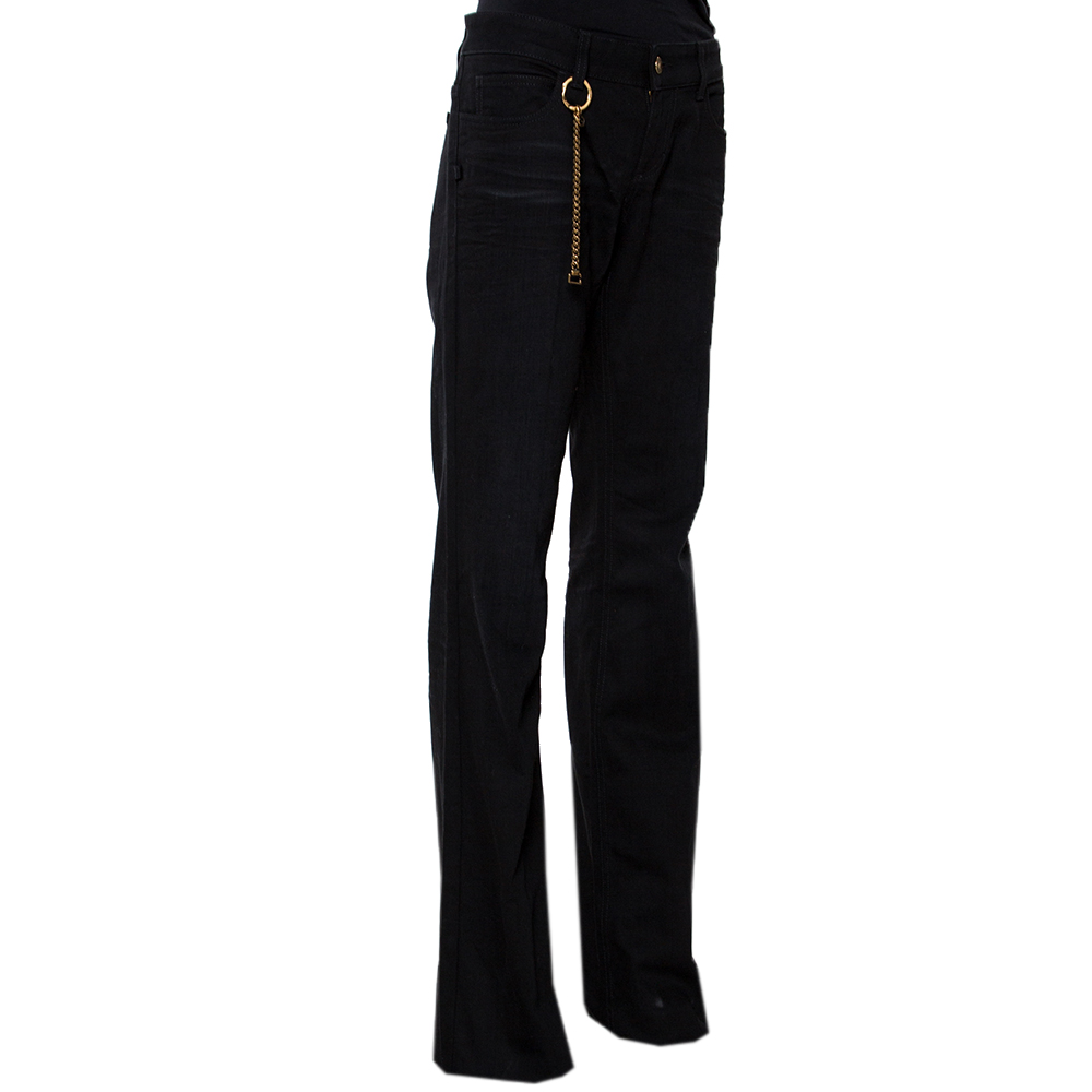 

Gucci Black Denim Gold Chain Detail 70's Jeans