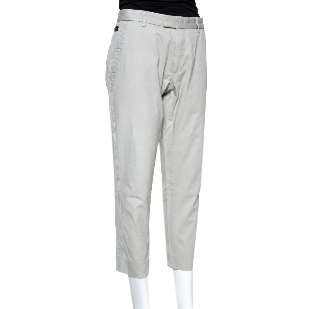 

Gucci Beige Cotton Web Detail College Fit Trousers