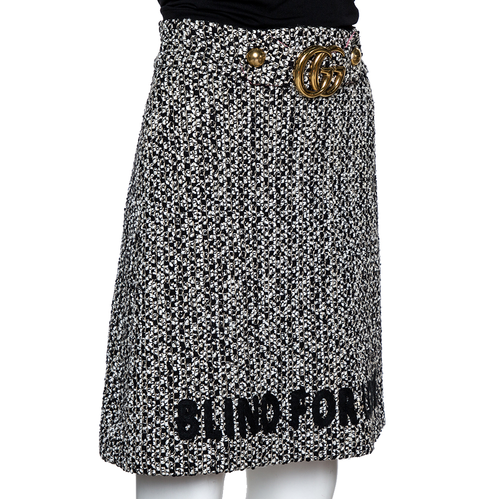 

Gucci Monochrome Blind For Love Tweed Trapeze Skirt, Black