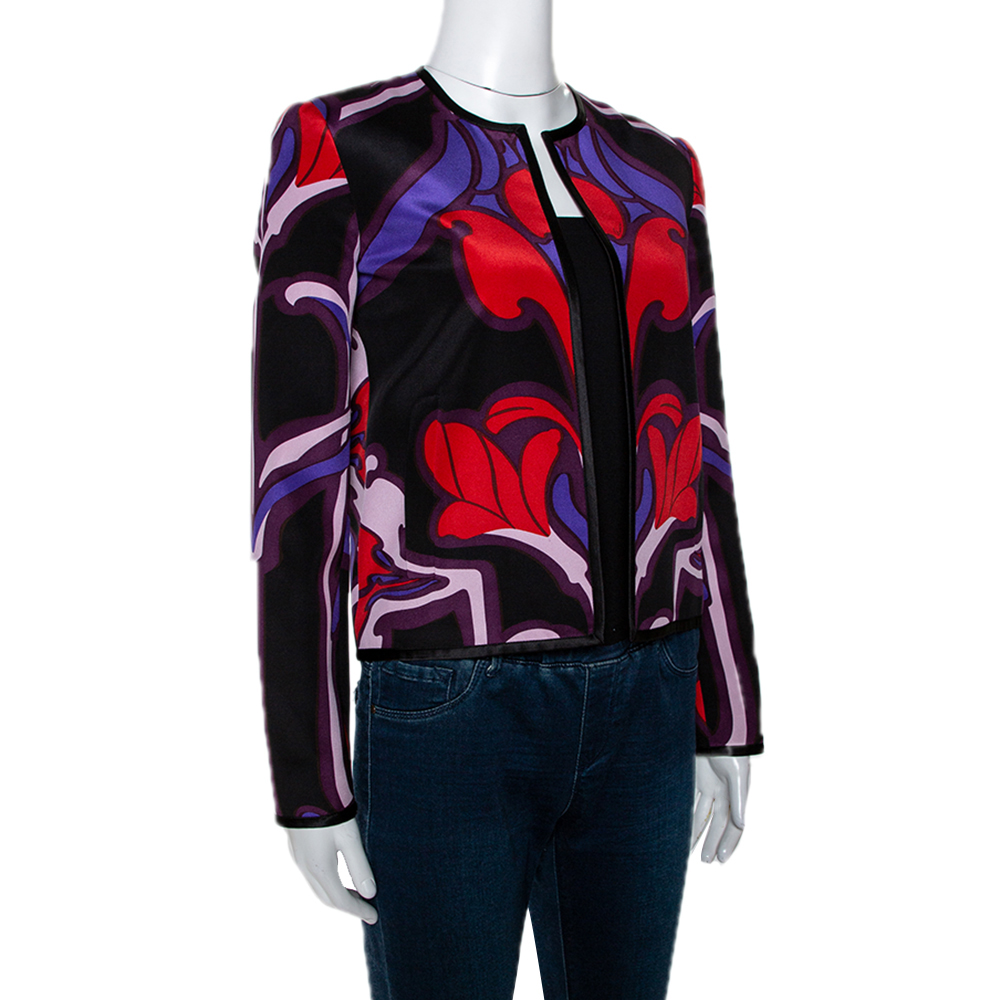 

Gucci Multicolor Art Nouveau Floral Print Silk Jacket