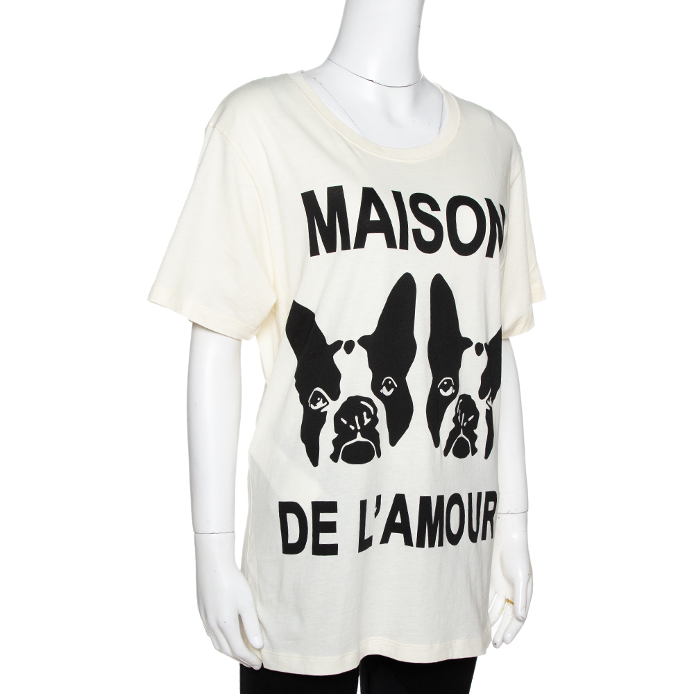 

Gucci Buttercream Cotton Maison De L'amour Sequined T-Shirt, Cream