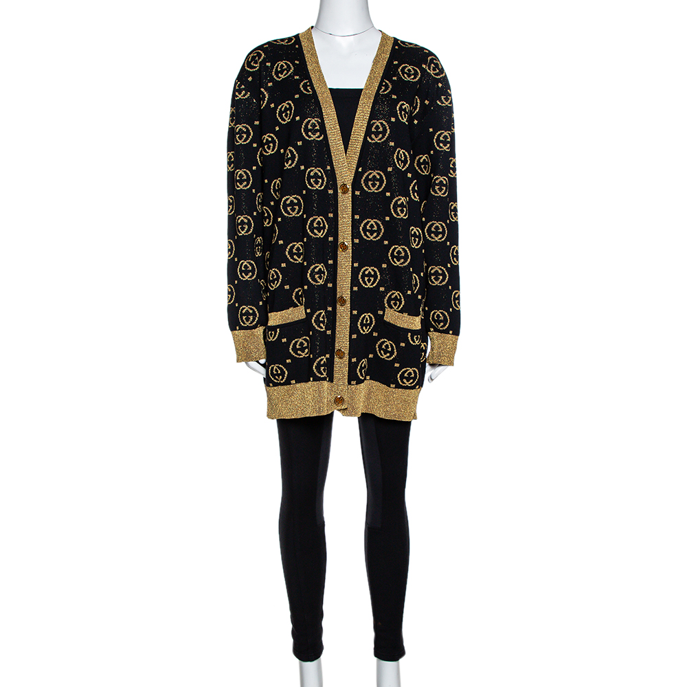 gucci black and white cardigan
