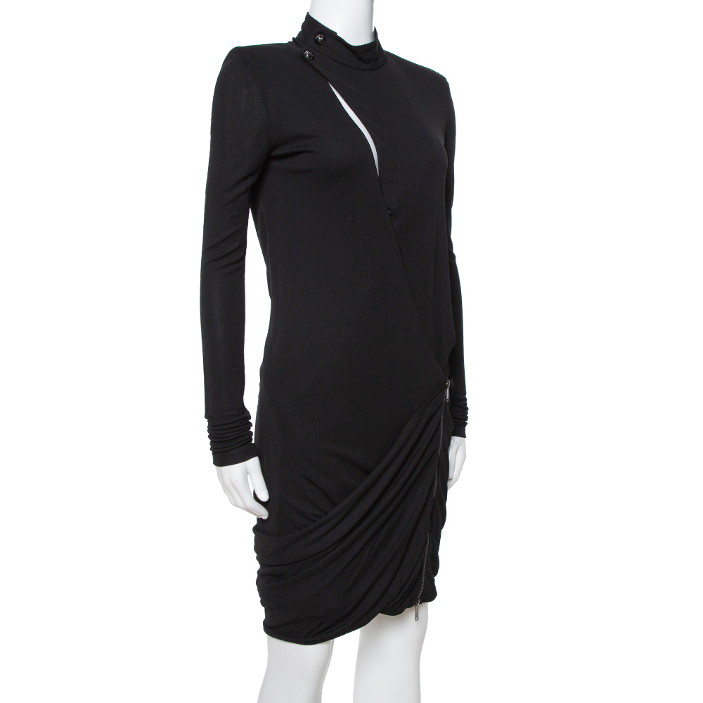 

Gucci Black Jersey Cutout Detail Draped Dress