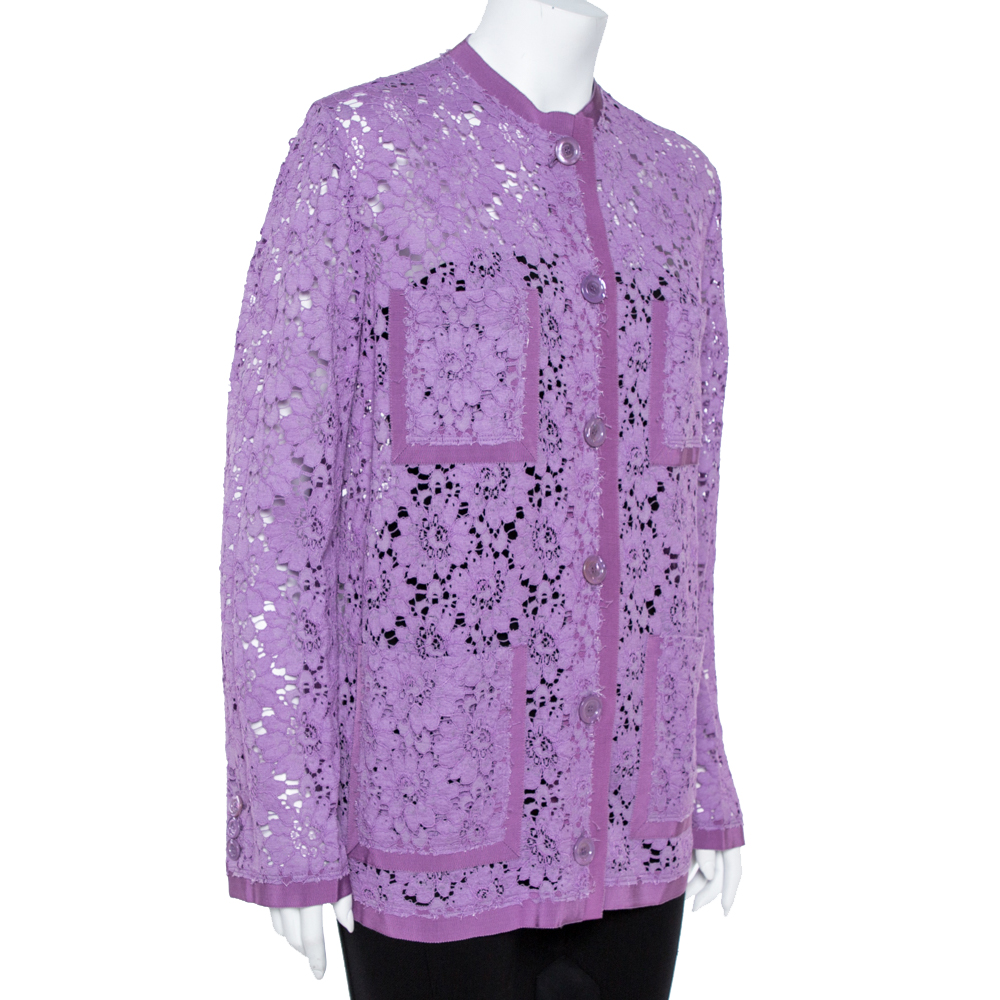 

Gucci Purple Floral Lace Button Front Cardigan