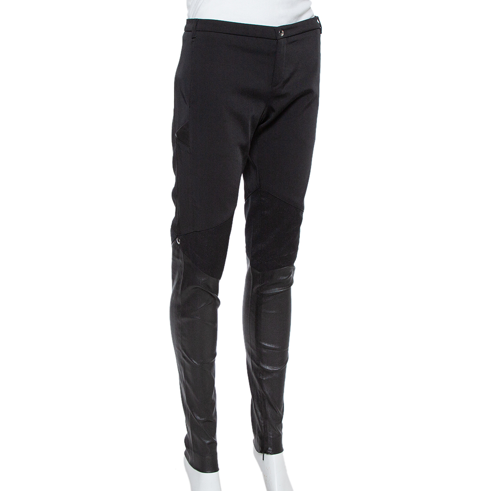 

Gucci Black Knit & Leather Slim Fit Pants