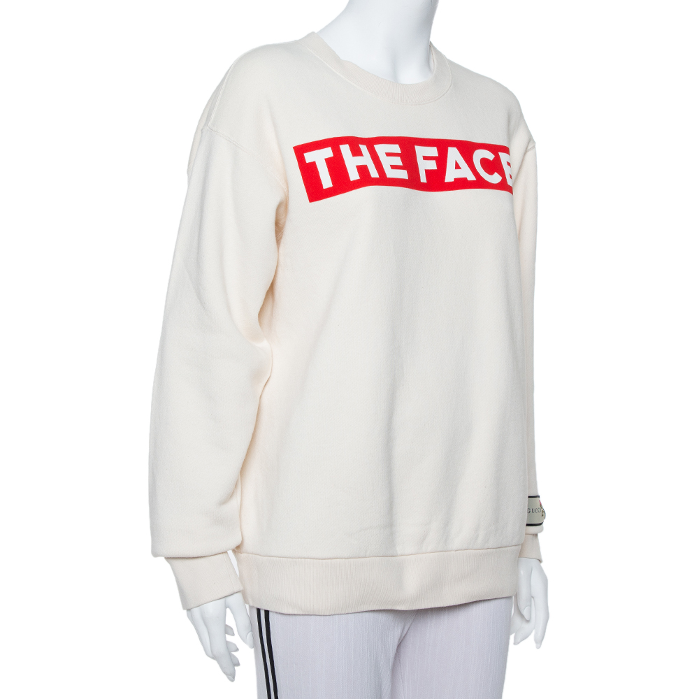 

Gucci Cream The Face Printed Cotton Sweatshirt