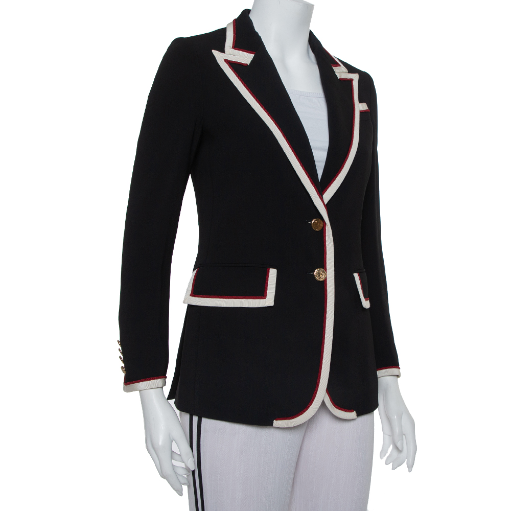 

Gucci Black Crepe Trim Detail Blazer