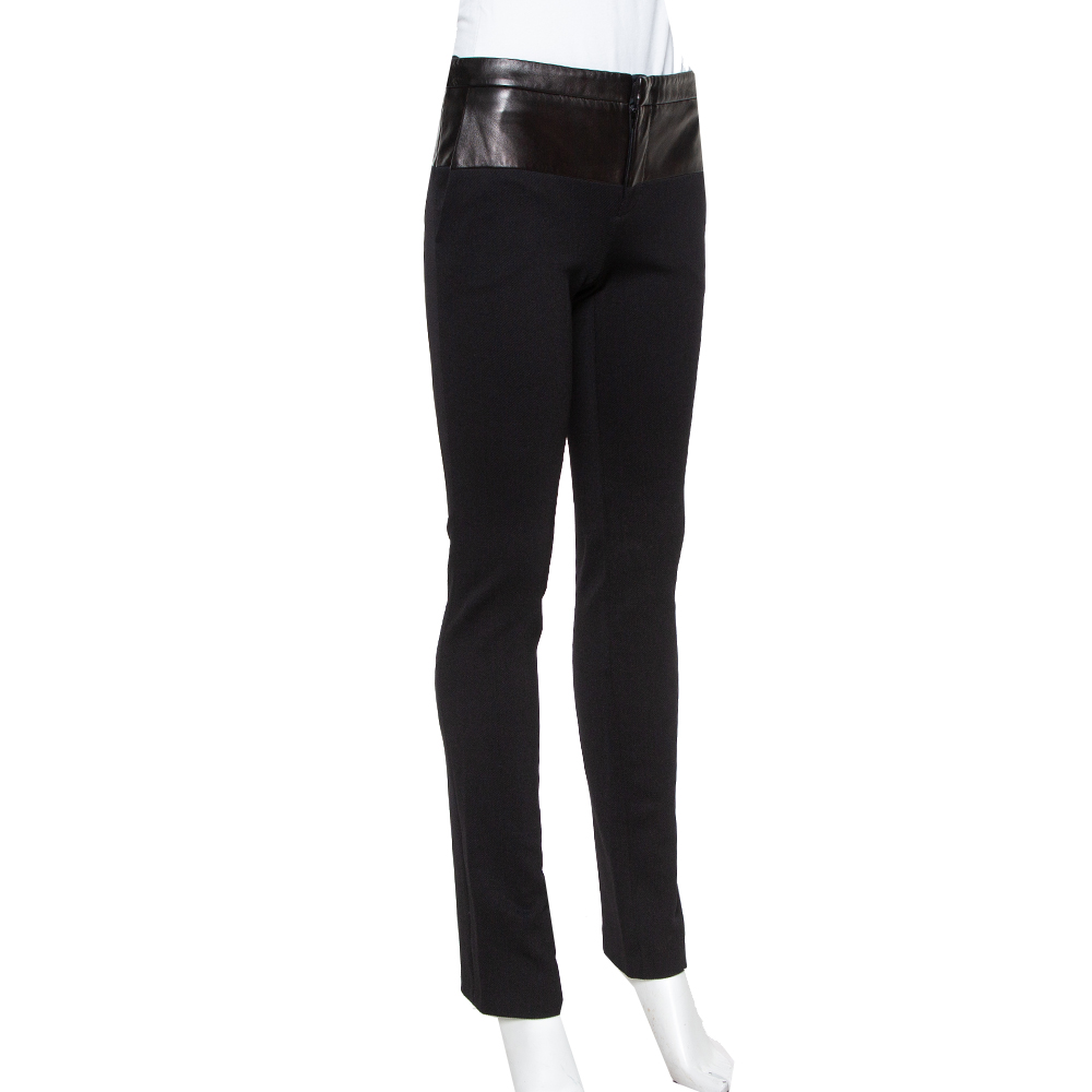 

Gucci Black Leather & Synthetic Straight Pants