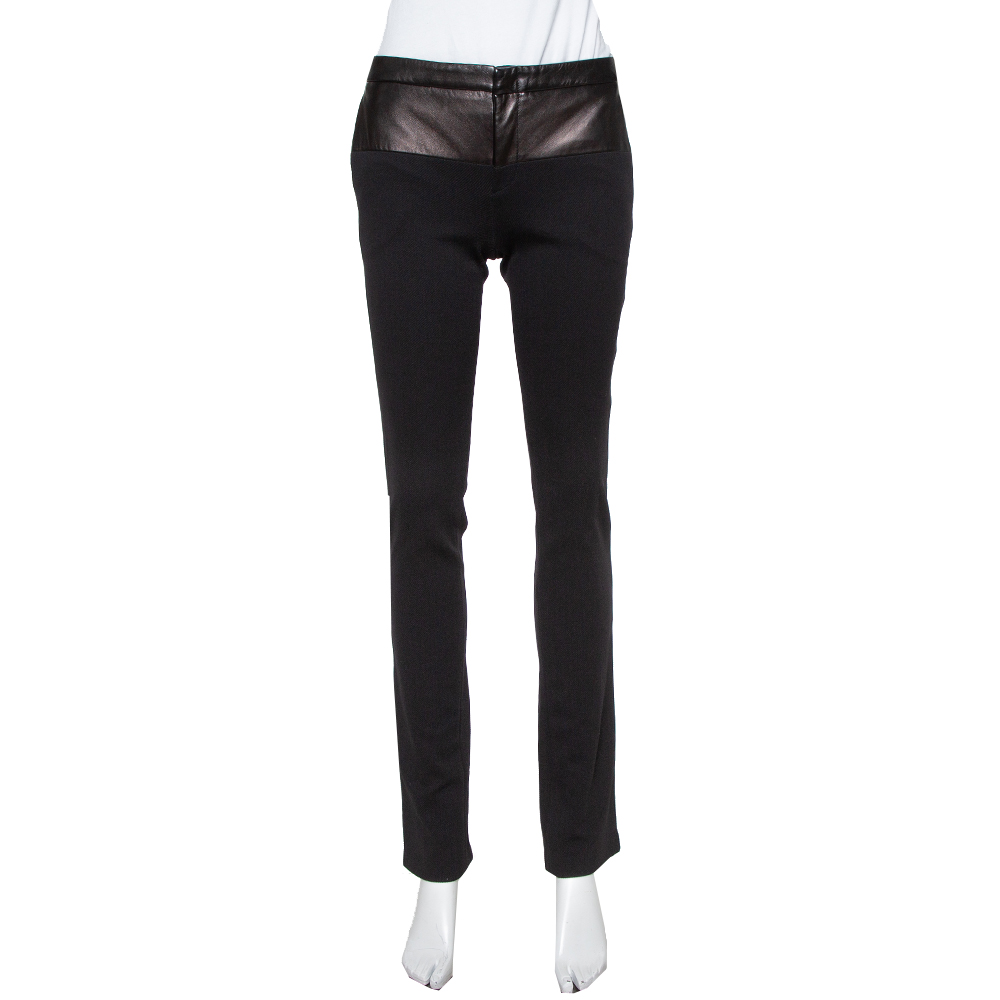 Pre-owned Gucci Black Leather & Synthetic Straight Pants S