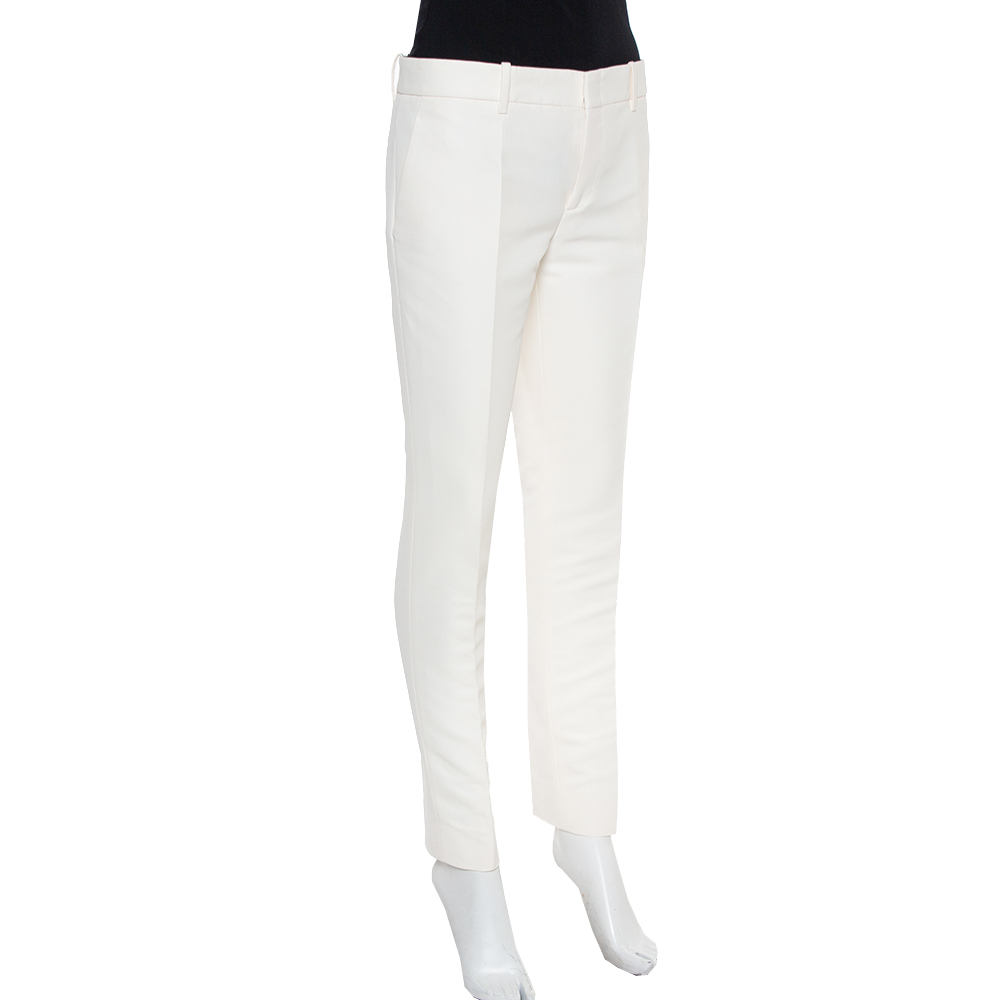 

Gucci White Cotton Skinny Trousers, Cream