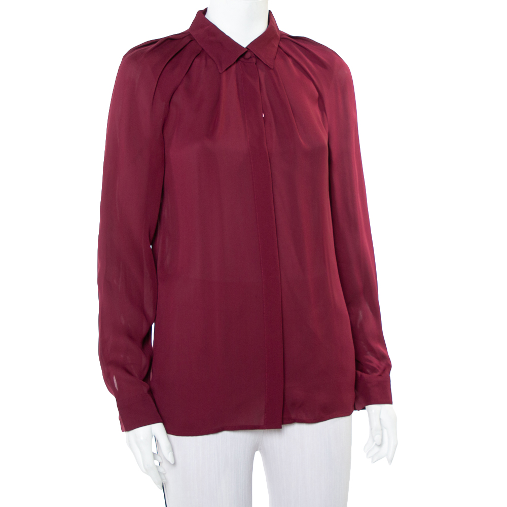

Gucci Burgundy Silk Button Front Shirt