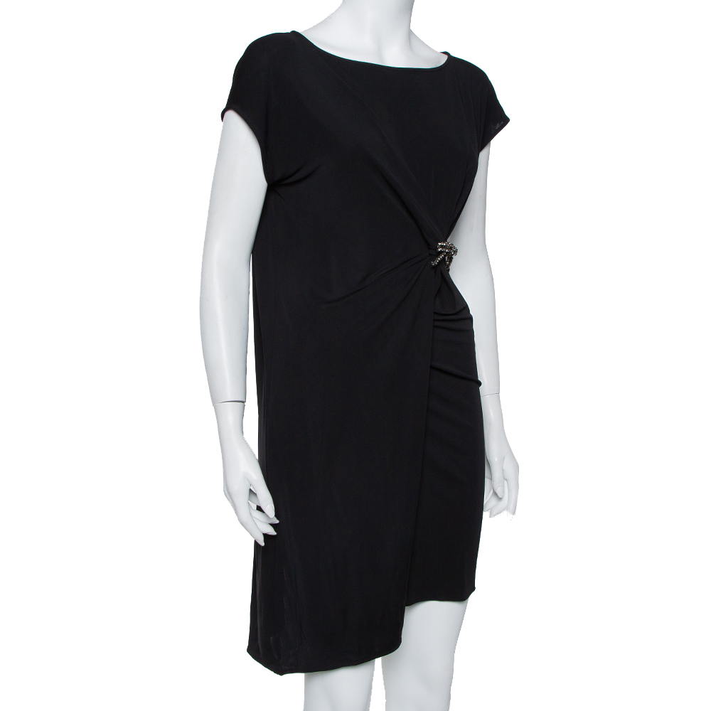 

Gucci Black Knit Draped Detail Shift Dress