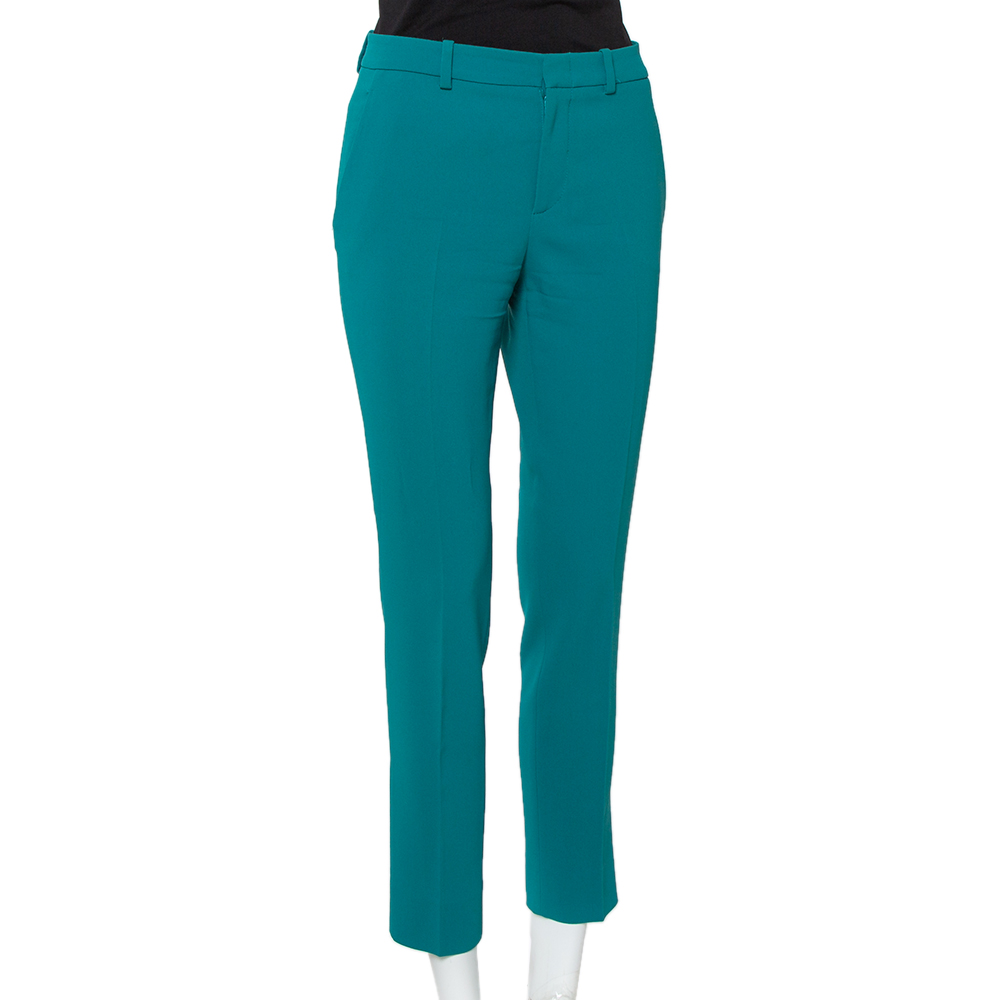 

Gucci Teal Green Crepe Tapered Leg Cropped Trousers