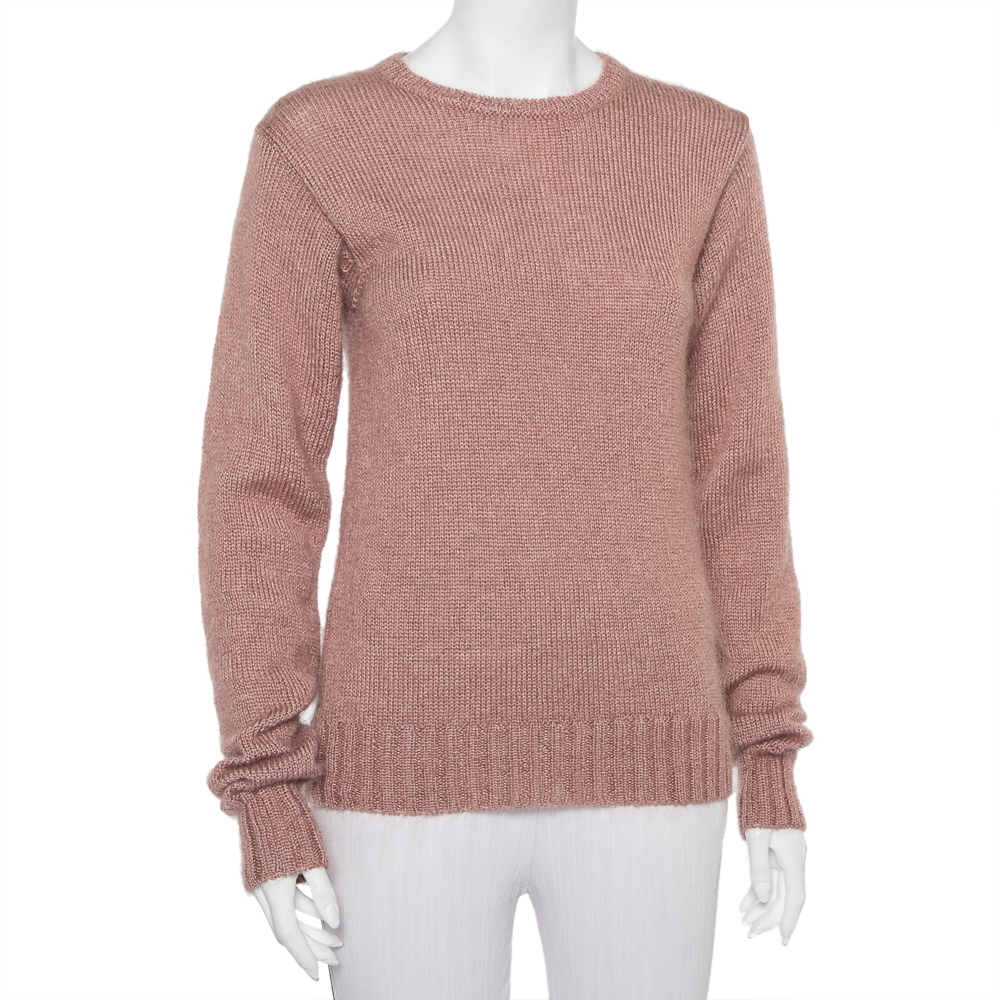 

Gucci Pale Pink Mohair & Silk Cable Knit Crewneck Sweater