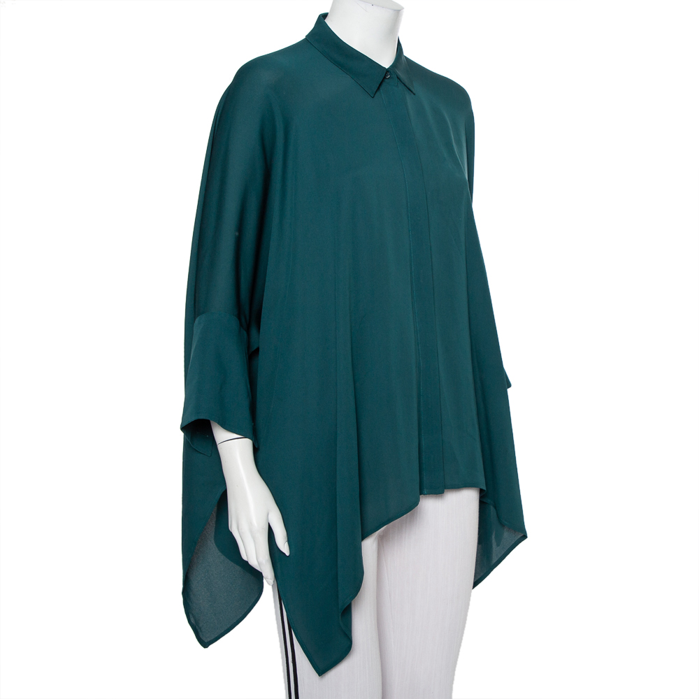 

Gucci Green Silk Oversized Button Front Shirt