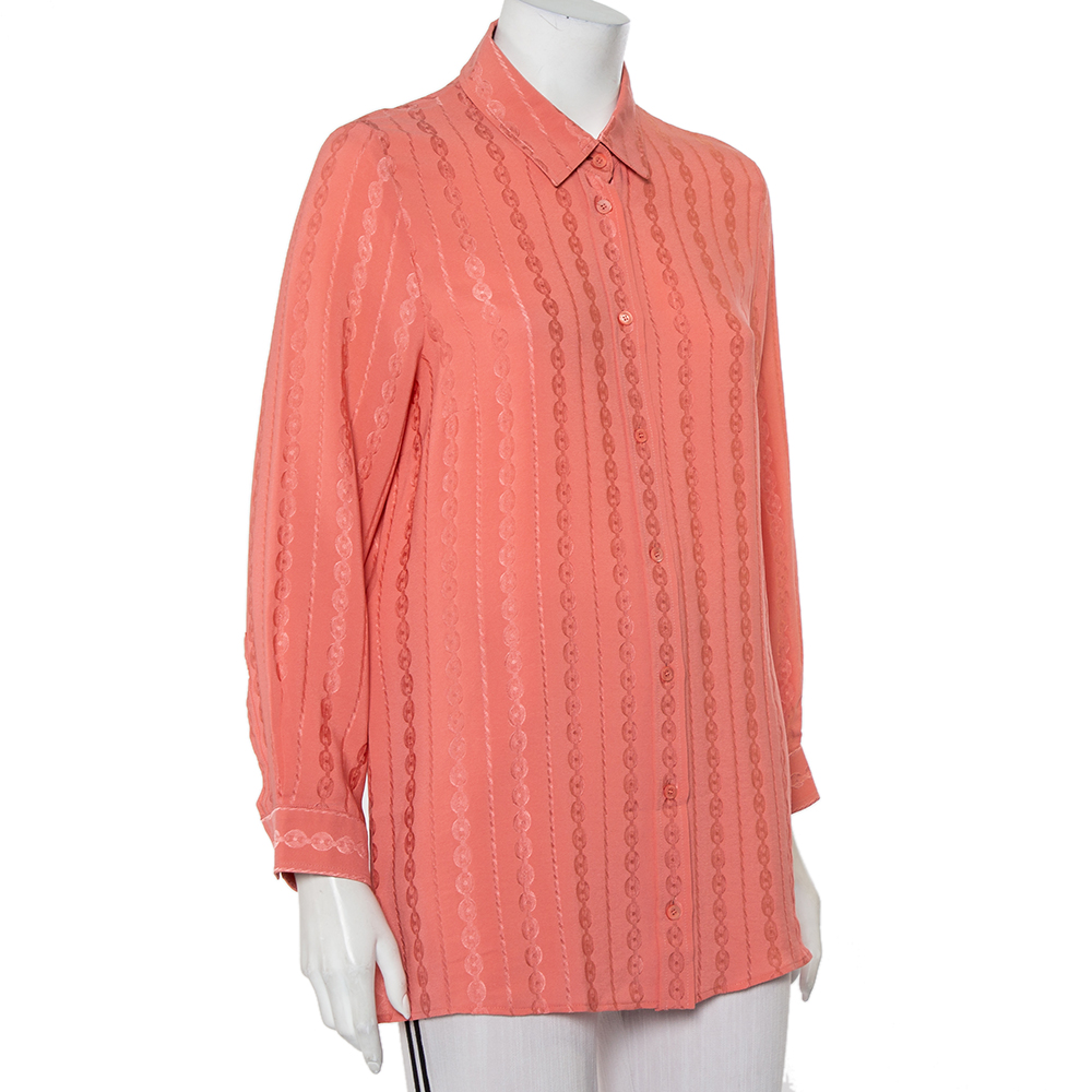 

Gucci Pink Silk Jacquard Button Front Shirt