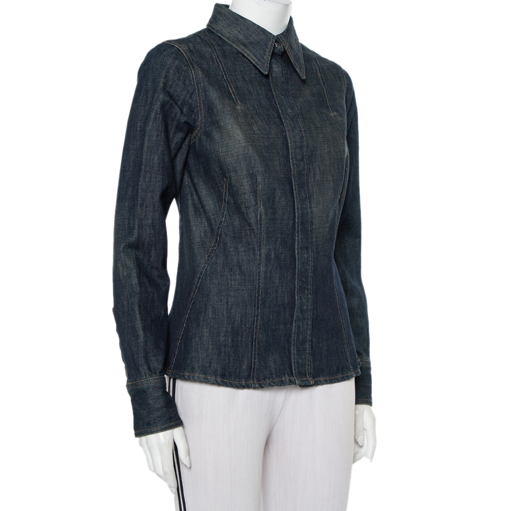

Gucci Navy Blue Denim Button Front Shirt