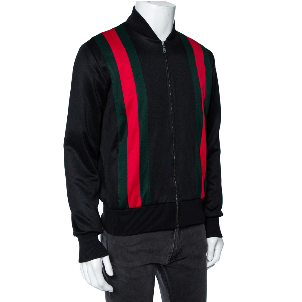 

Gucci Black Jersey Web Stripe Detail Technical Bomber Jacket
