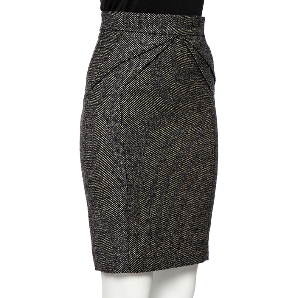 

Gucci Grey Wool Pleated Waist Detail Pencil Skirt