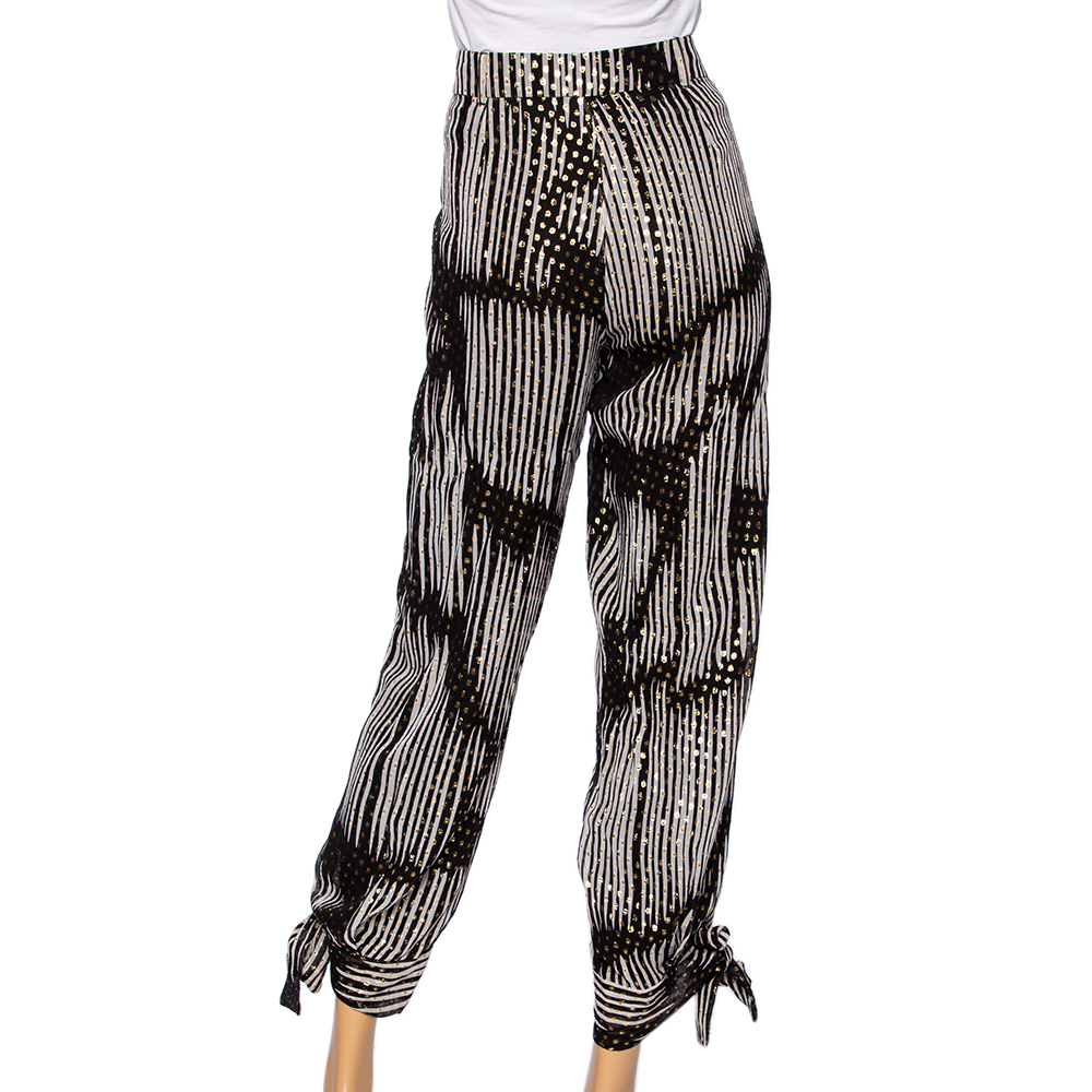 

Gucci Monochrome & Lurex Polka Dotted Silk Pants, Black