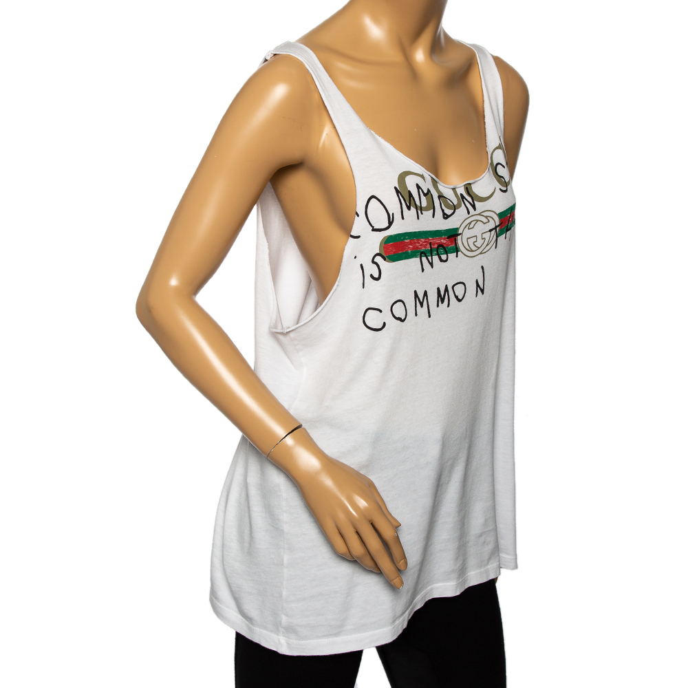 

Gucci White Cotton Jersey Graffiti Print Tank Top