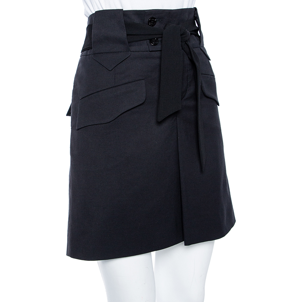 

Gucci Black Cotton Belted Mini Skirt