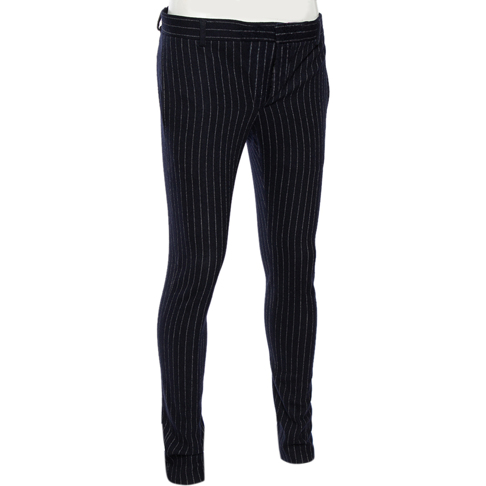

Gucci Navy Blue Striped Flannel Jersey Formal Pants