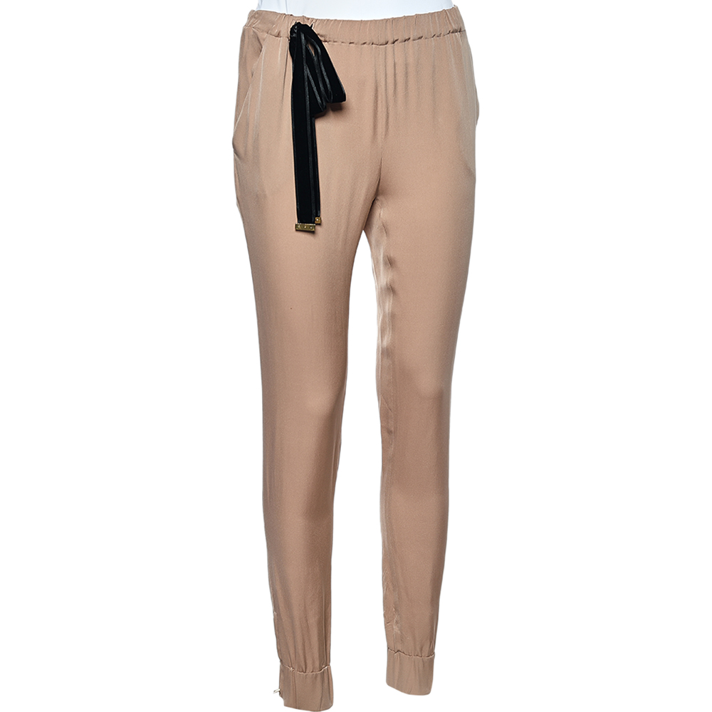 

Gucci Beige Silk Elastic Waist Detail Pants