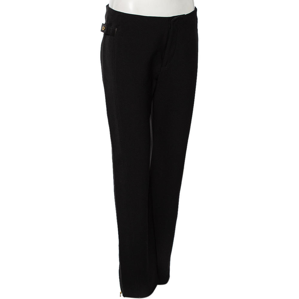 

Gucci Black Jersey Buckle Zipped Hem Detail Pants